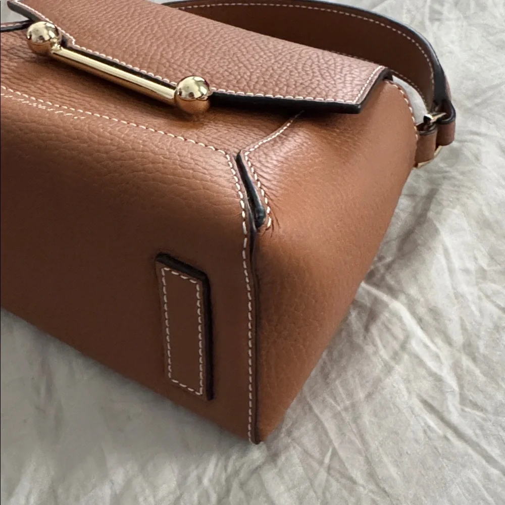 Strathberry Mosaic Nano Leather Mini Tote in tan with vanilla stitching NWT - Picture 17 of 17